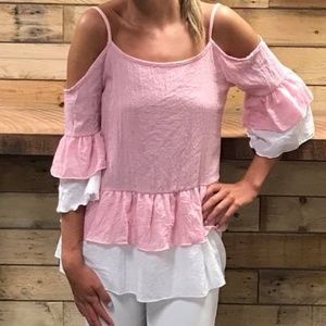 Julie Pink and White Top